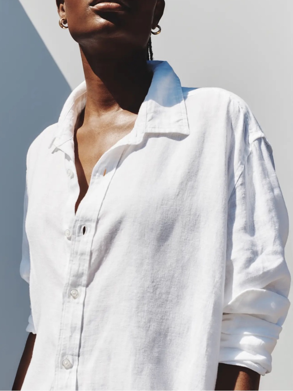 Quince White 100% European Linen Long Sleeve Shirt Collared Button Front Size S